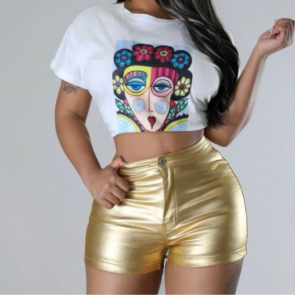Gold Iridescent Metallic Shorts